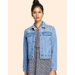 Rebecca Minkoff Verona Embroidered Denim Jean Jacket Size S